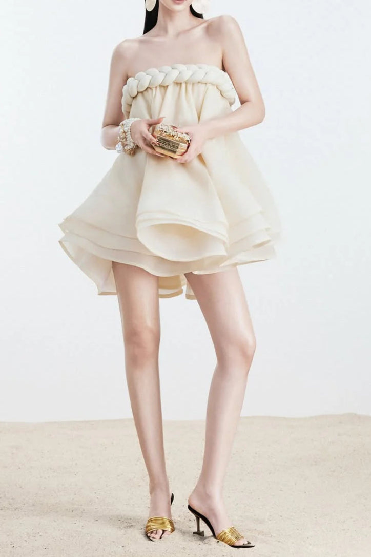 Hemp Rope Tube Top Tutu Skirt in Beige Avalabel