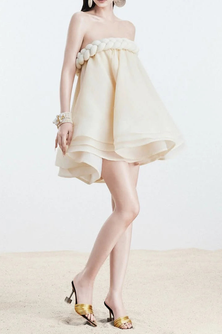 Hemp Rope Tube Top Tutu Skirt in Beige Avalabel