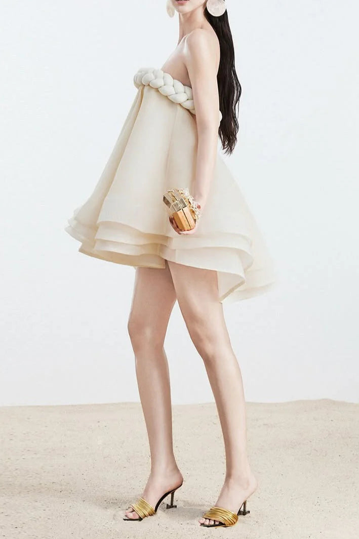 Hemp Rope Tube Top Tutu Skirt in Beige Avalabel