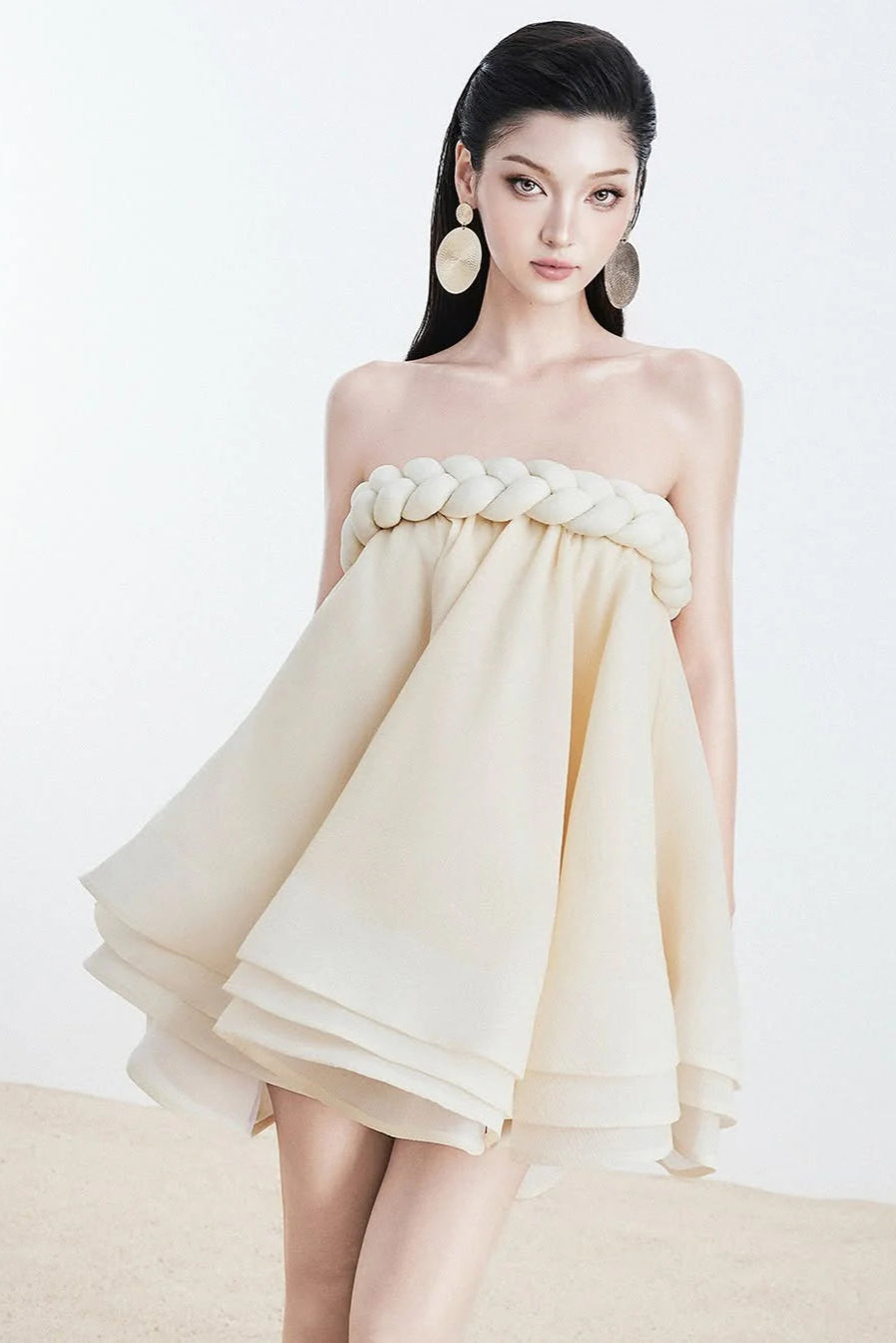 Hemp Rope Tube Top Tutu Skirt in Beige Avalabel