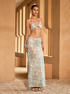 Gorix Chain Printed Dress In Mint Blue Avalabel