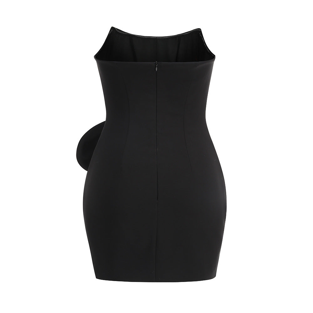 Darlene Strapless Floral Mini Dress in Black Avalabel