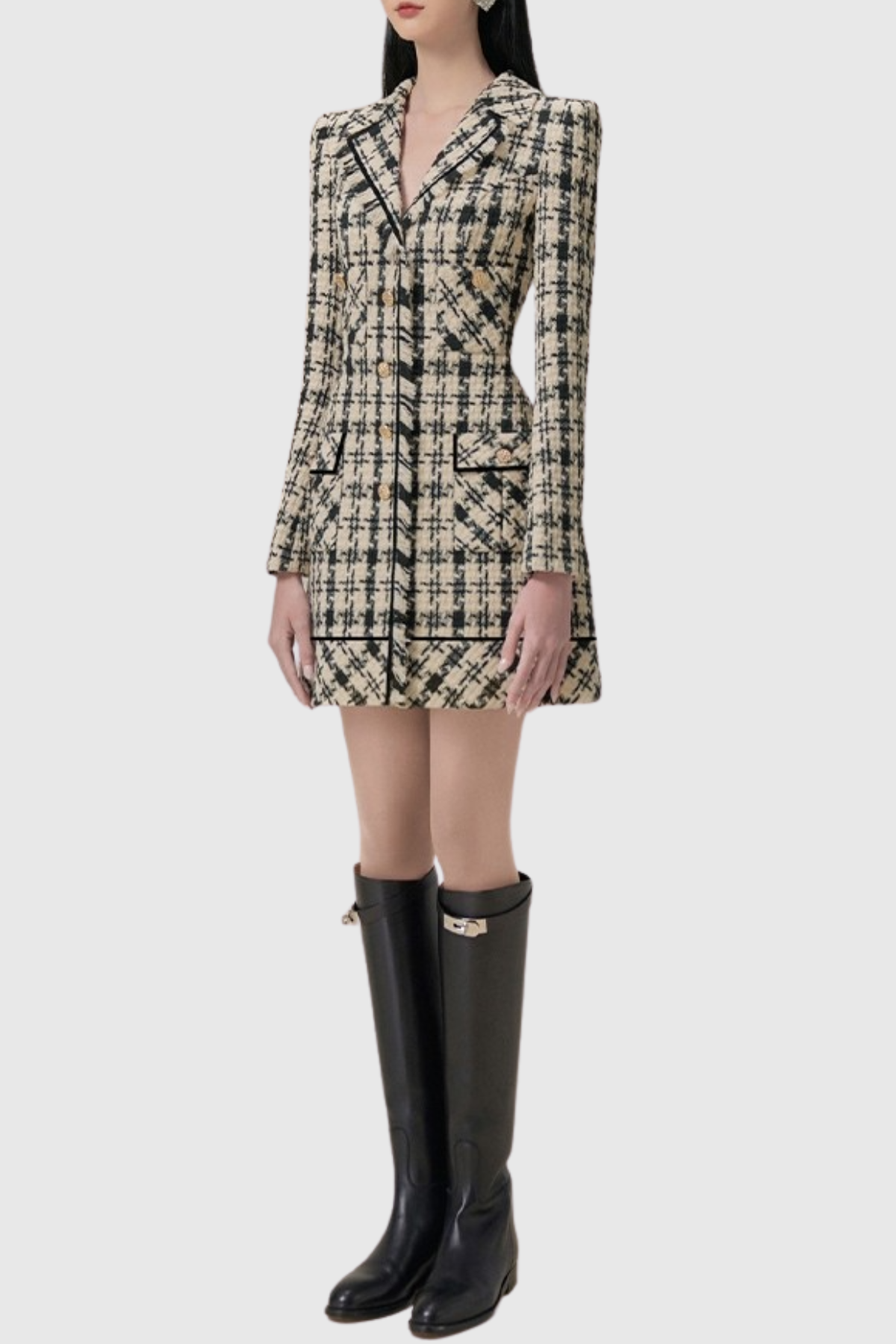 Ophelia Houndstooth Tweed Mini Dress