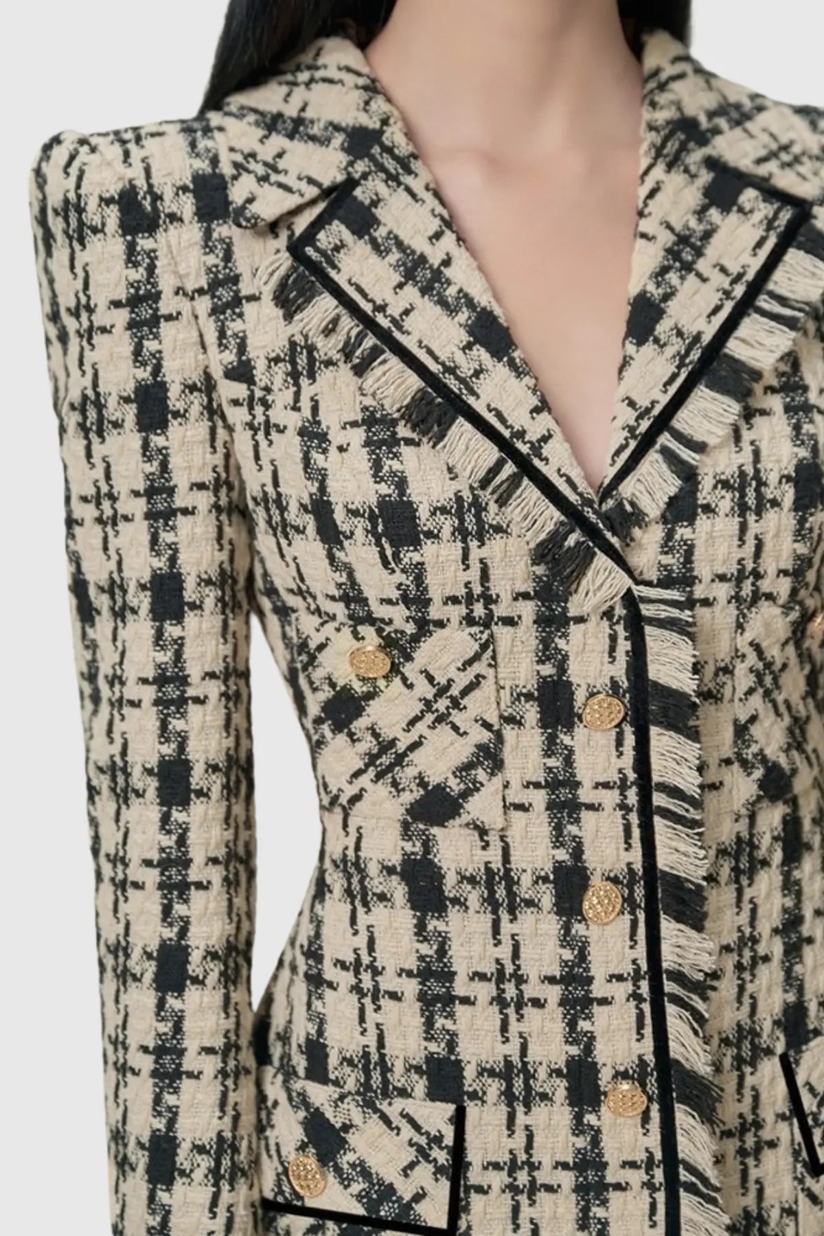 Ophelia Houndstooth Tweed Mini Dress Avalabel