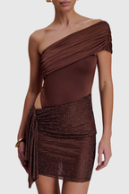 Harlora One Shoulder Crystal Cutout Mini Dress Avalabel