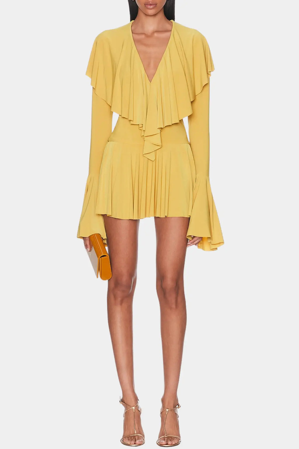 Hathay Ruffle Mini Dress - Yellow Avalabel