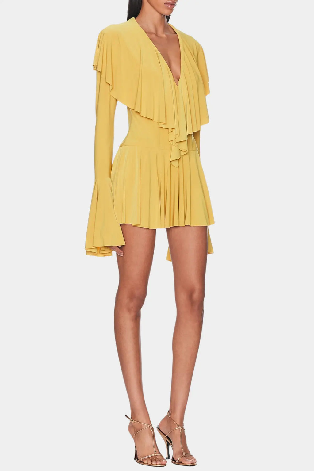 Hathay Ruffle Mini Dress - Yellow Avalabel