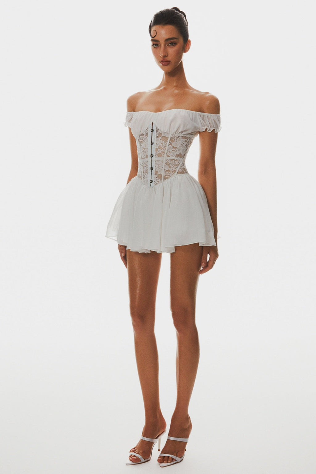 Hathia Off Shoulder Lace Corset Mini Dress Avalabel