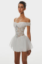 Hathia Off Shoulder Lace Corset Mini Dress Avalabel