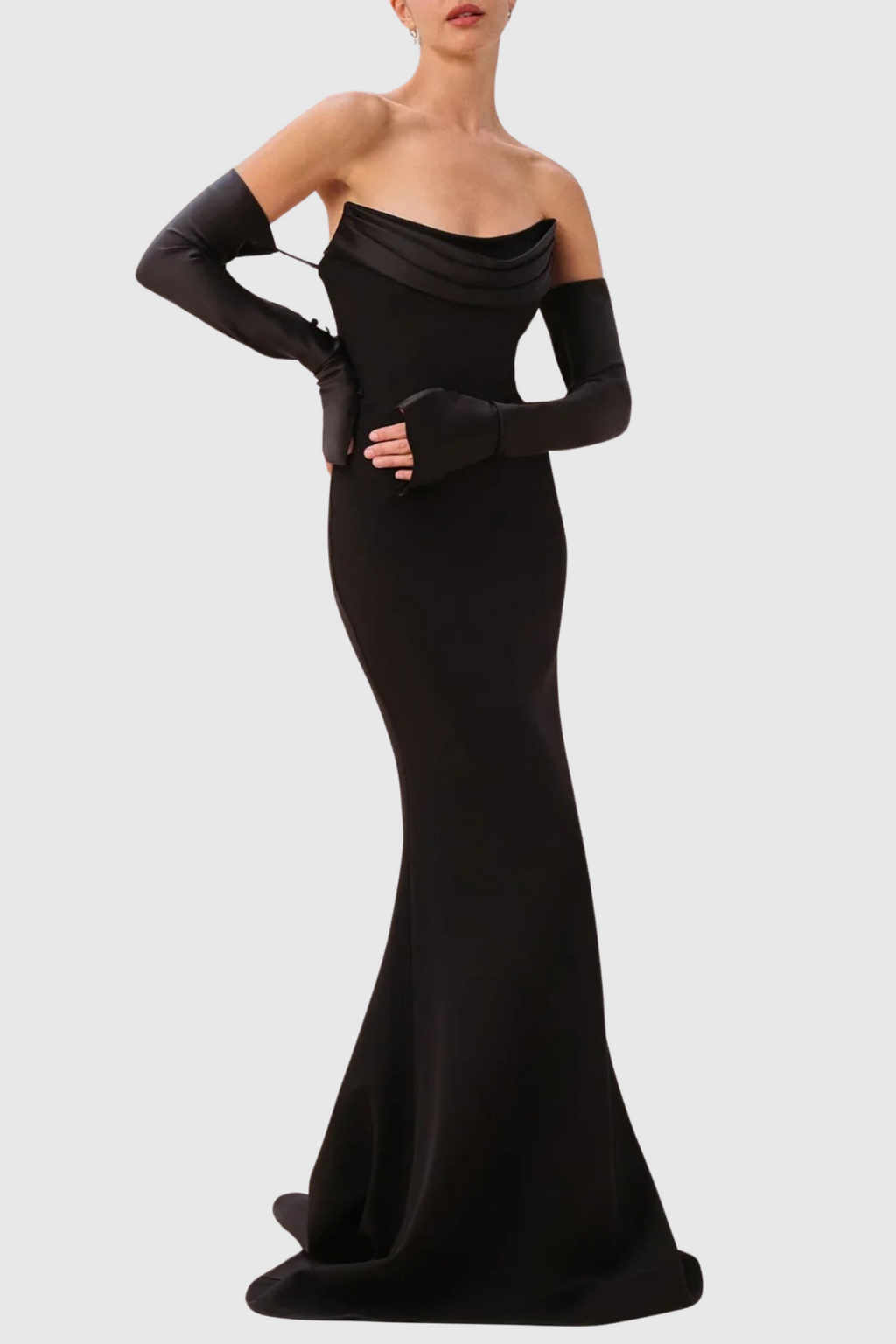 Off Shoulder Corset Maxi Dress - Black Avalabel