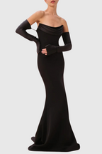 Off Shoulder Corset Maxi Dress - Black Avalabel