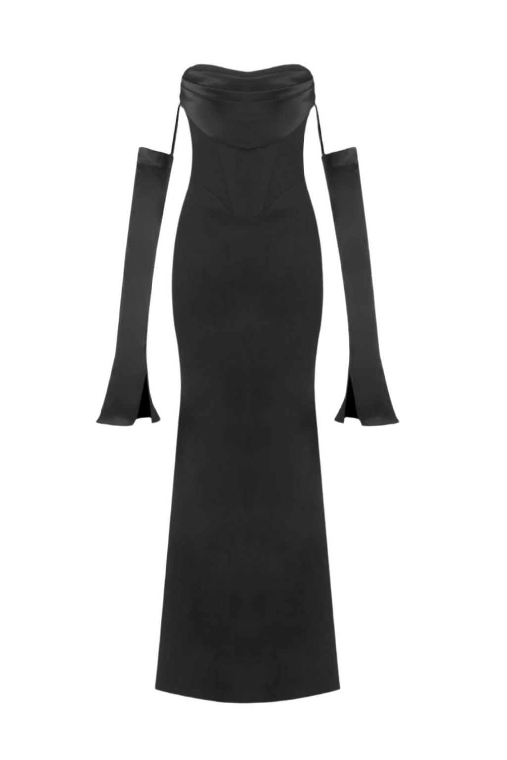 Off Shoulder Corset Maxi Dress - Black Avalabel
