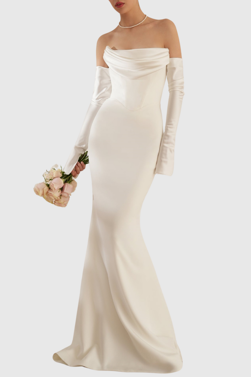 Off Shoulder Corset Maxi Dress - White Avalabel