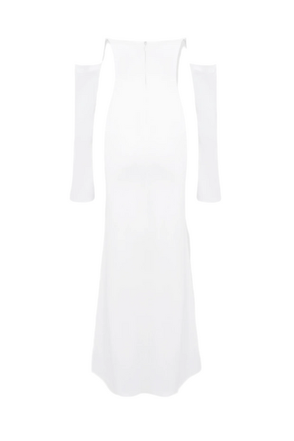 Off Shoulder Corset Maxi Dress - White Avalabel