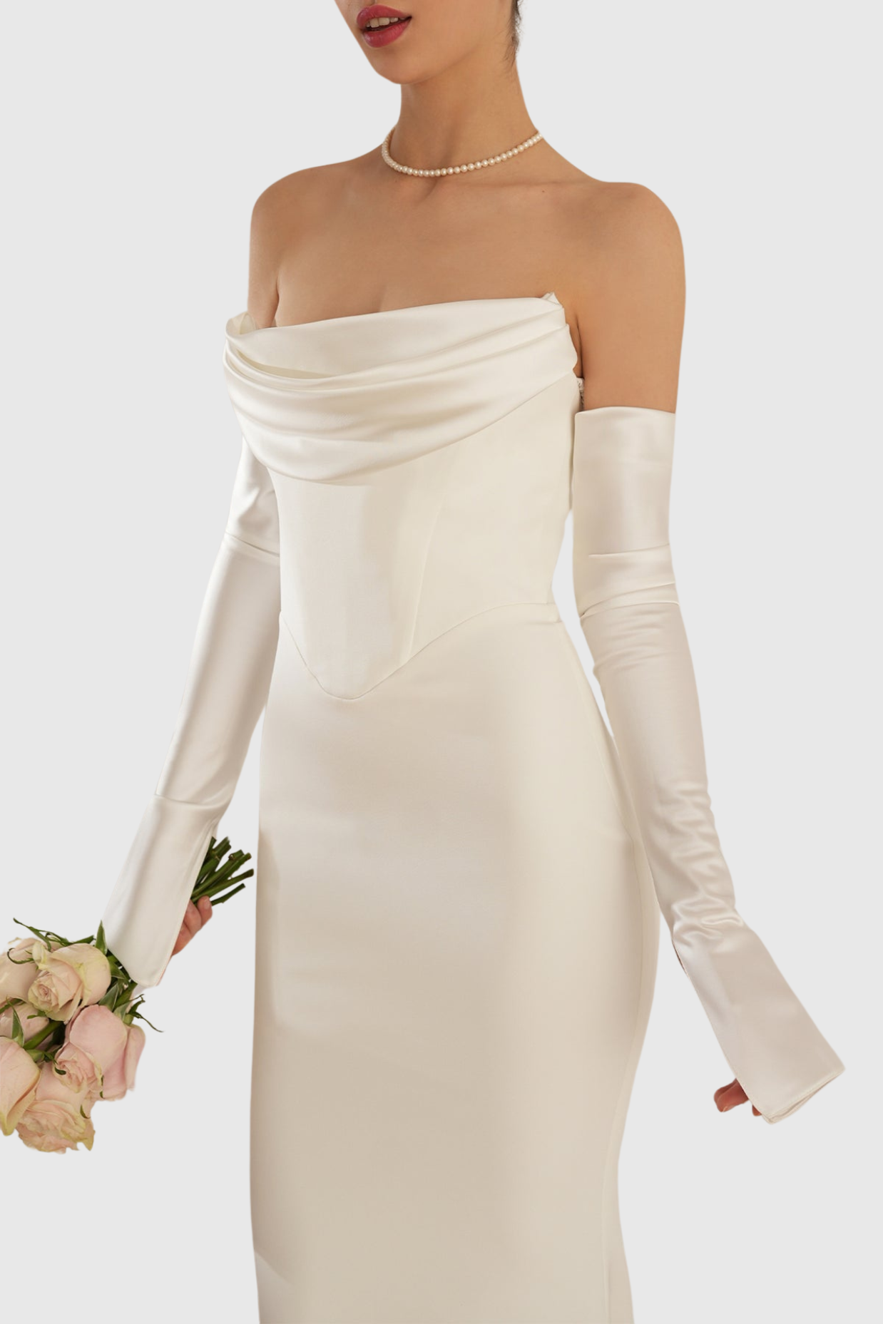 Off Shoulder Corset Maxi Dress - White Avalabel