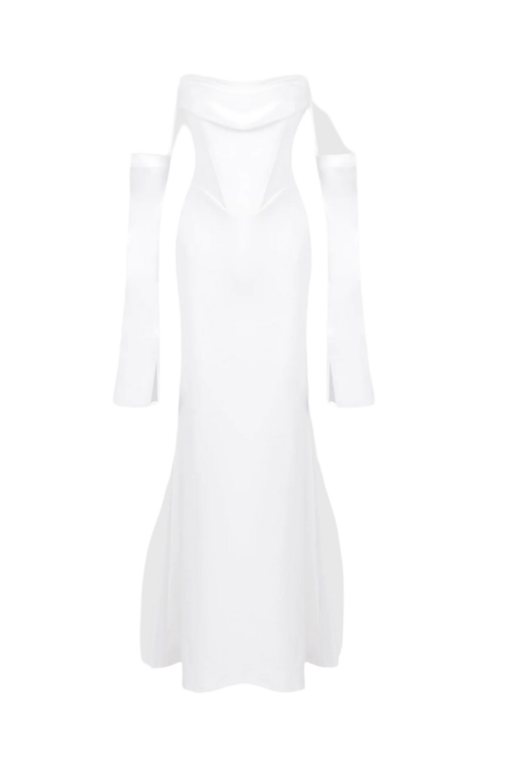 Off Shoulder Corset Maxi Dress - White Avalabel