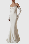 Off Shoulder Corset Maxi Dress - White Avalabel