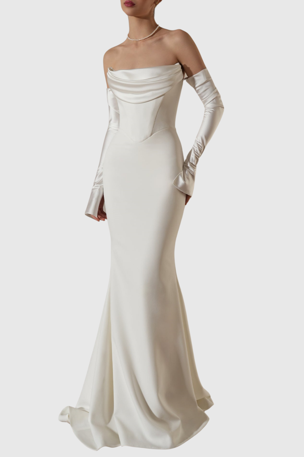 Off Shoulder Corset Maxi Dress - White Avalabel
