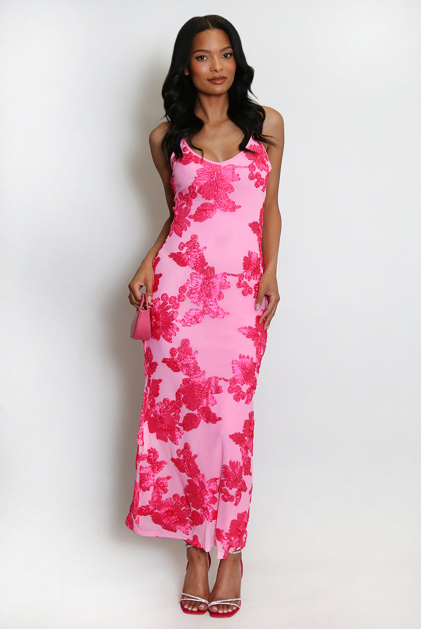 Floral Lace Lined Cami Midi Dress Soraya