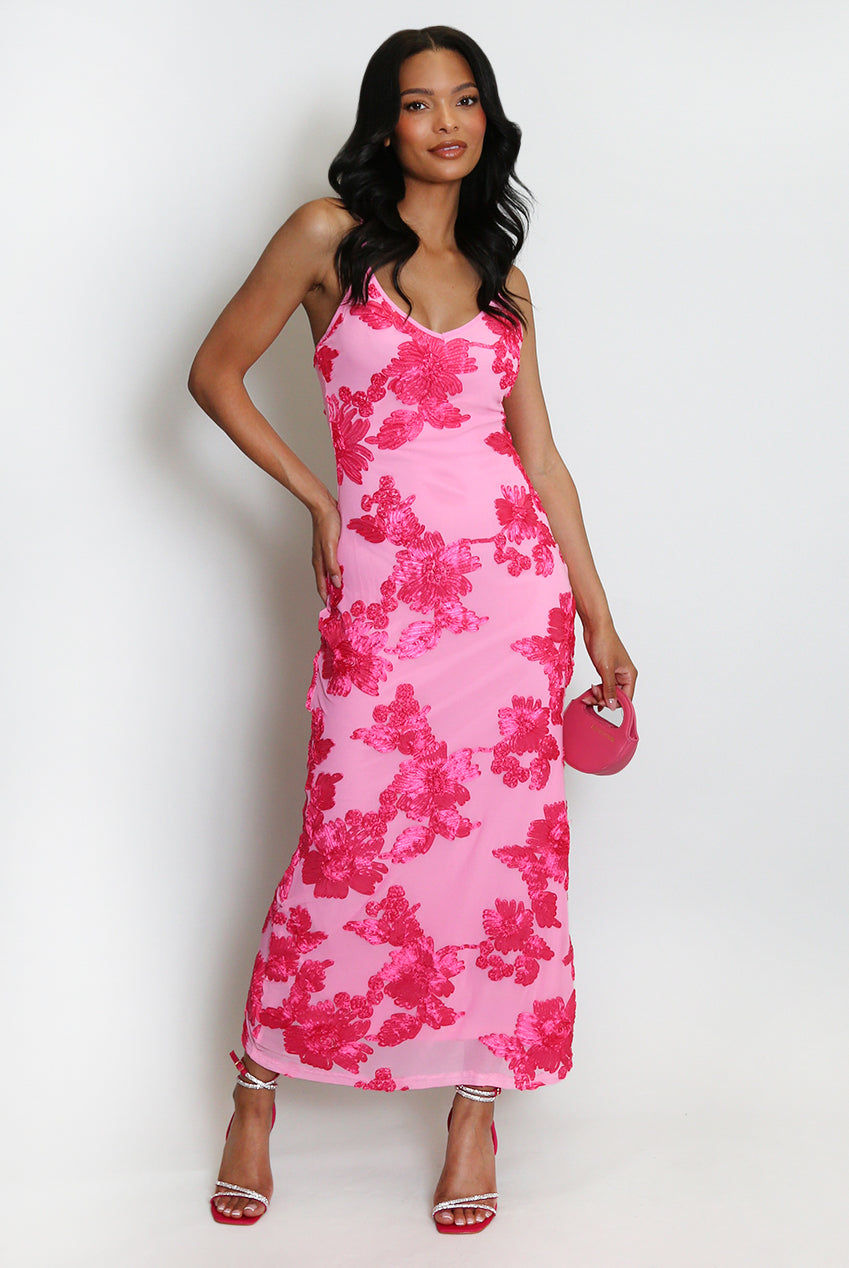 Floral Lace Lined Cami Midi Dress Soraya