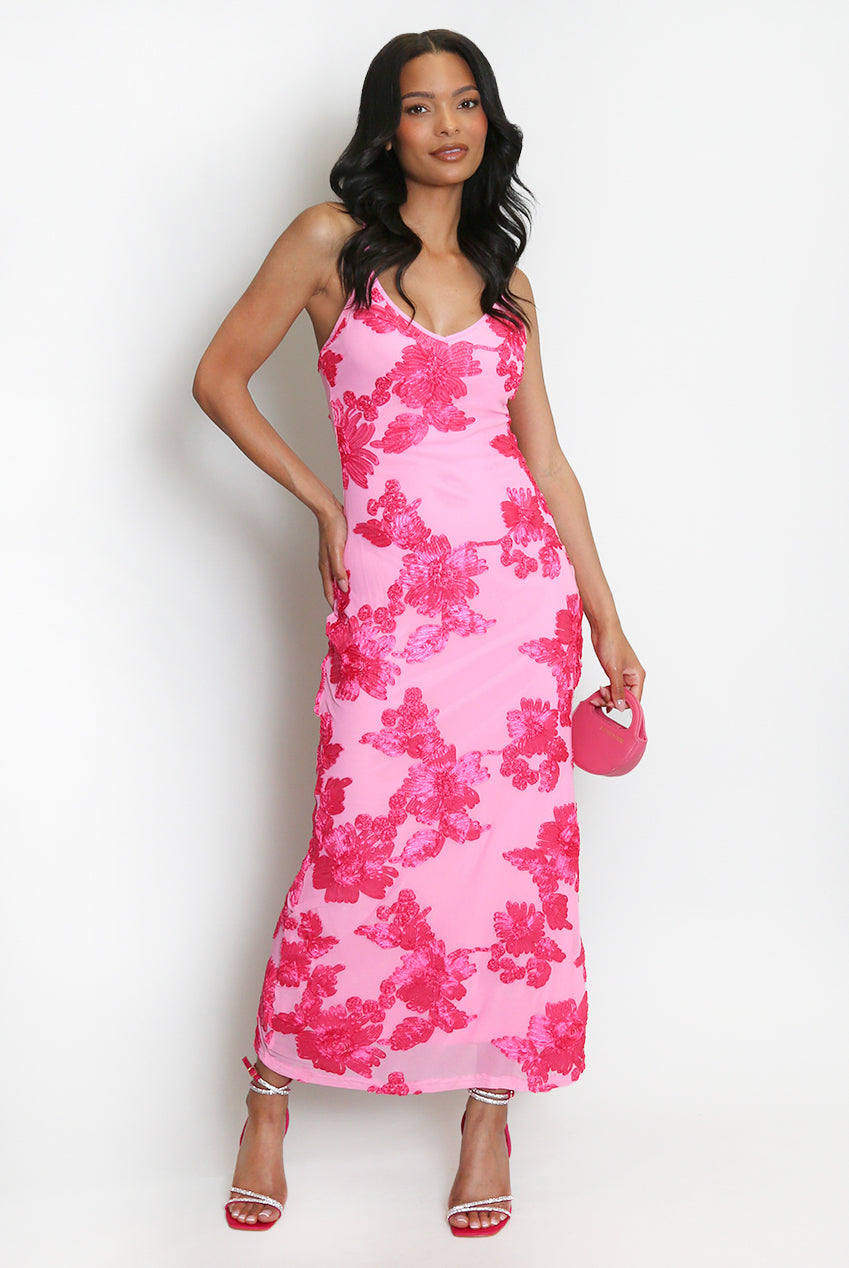 Floral Lace Lined Cami Midi Dress Soraya