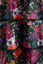 Black Floral Print Tiered Ruffle Maxi Dress Avalabel