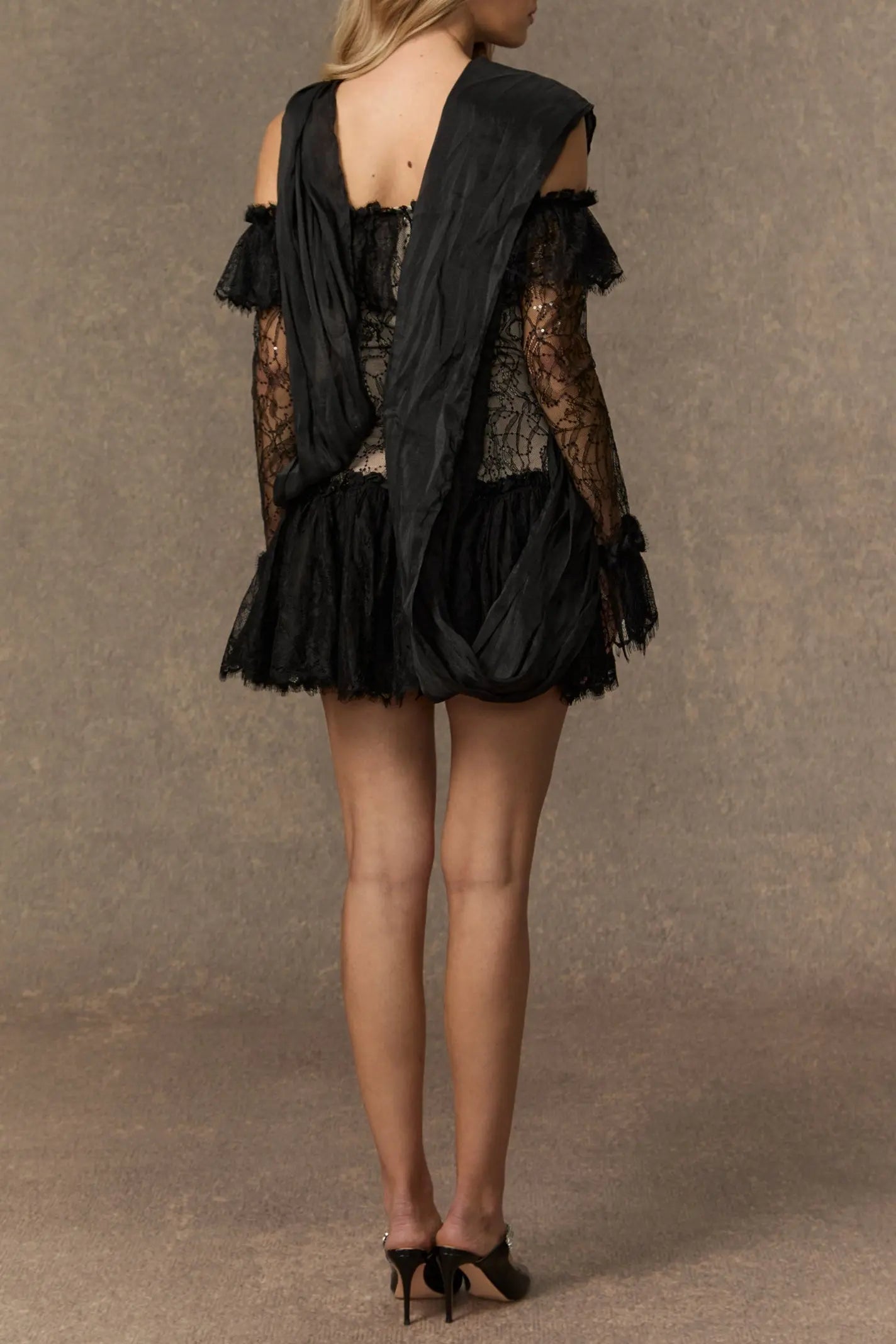 delia Black Off Shoulder Lace Corset Mini Dress Avalabel