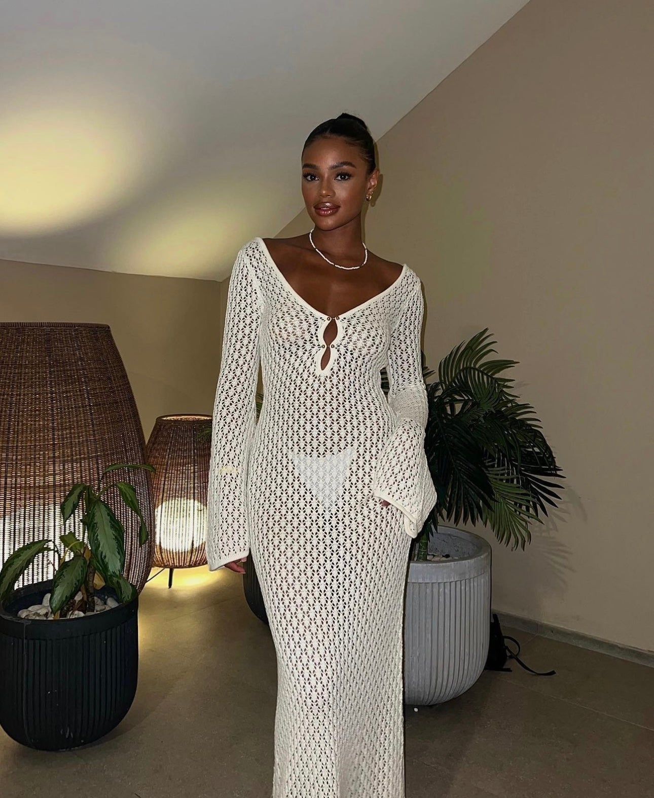 Eyelet Knit Maxi Dress Avalabel