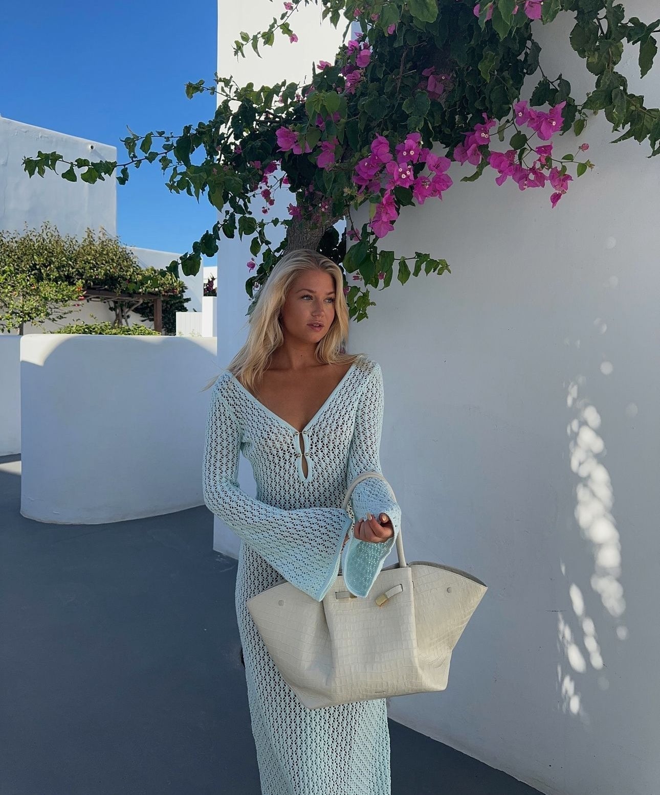 Eyelet Knit Maxi Dress Avalabel