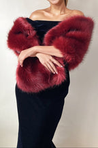 hulda Fur Shawl in wine red Avalabel