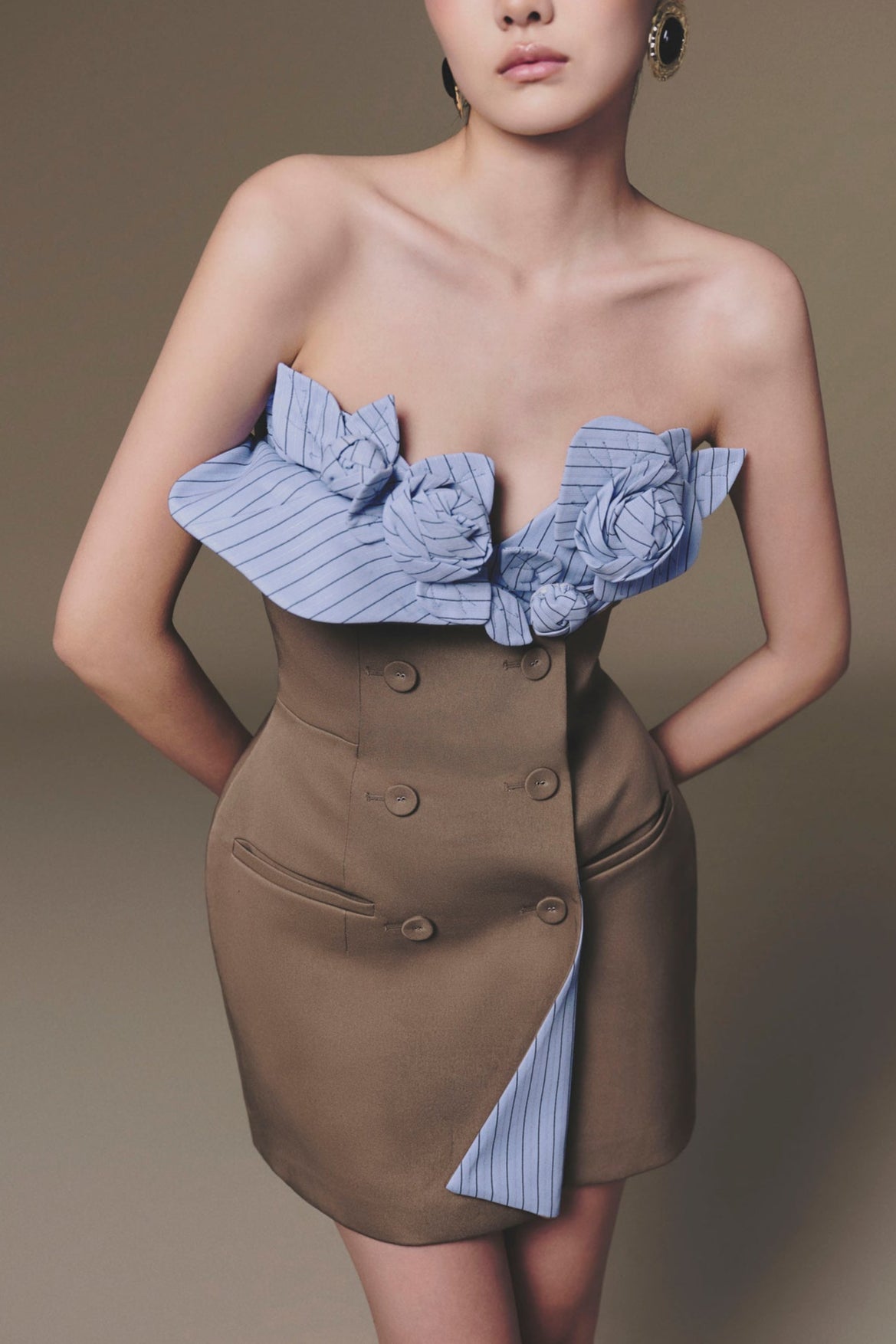 3D Flowers Bustier Mini Dress Avalabel