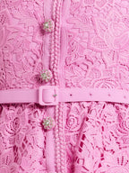 PINK LACE TAILORED MIDI DRESS Avalabel