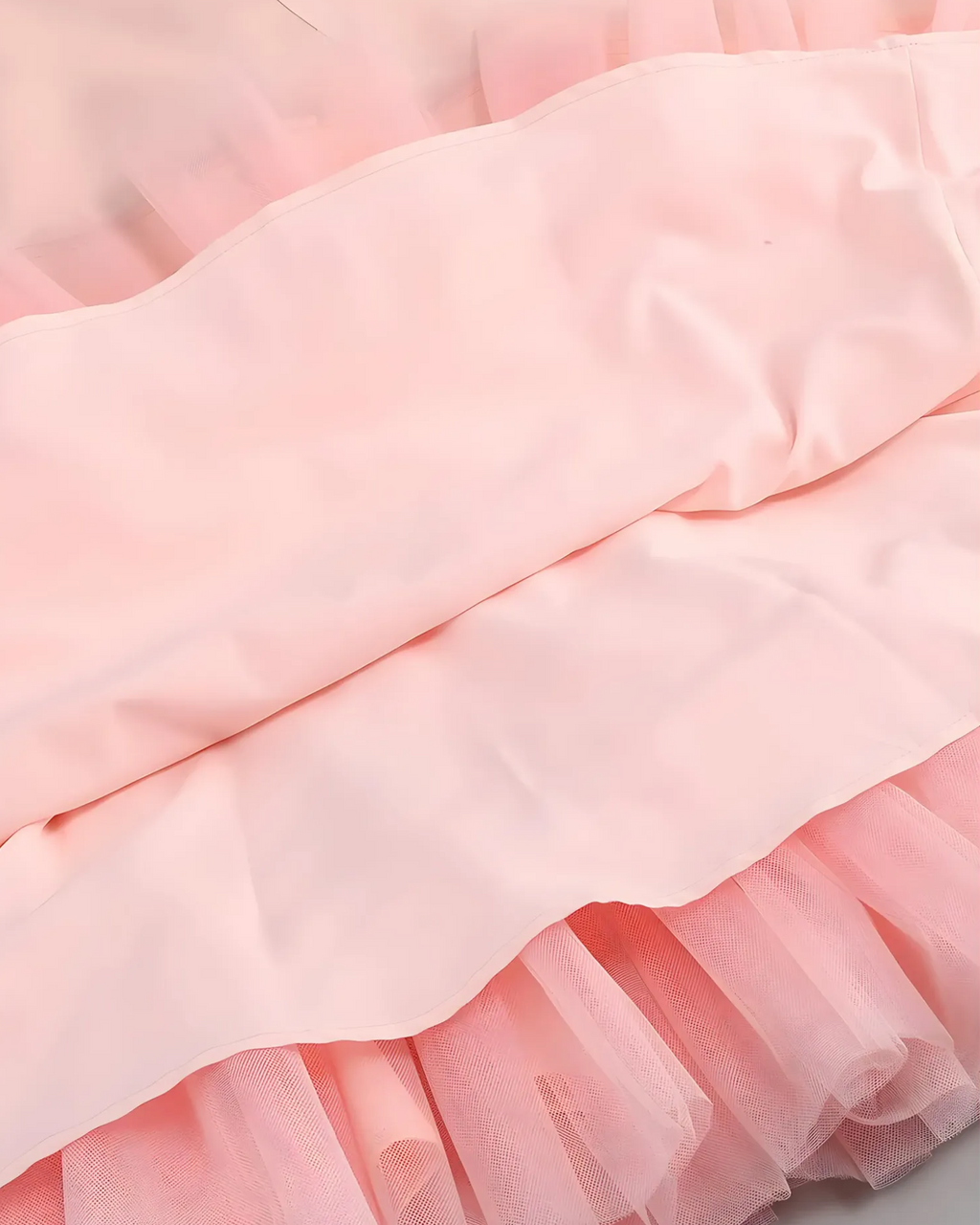Satin Corset Tulle Layered A-Line Midi Dress - Baby Pink Avalabel
