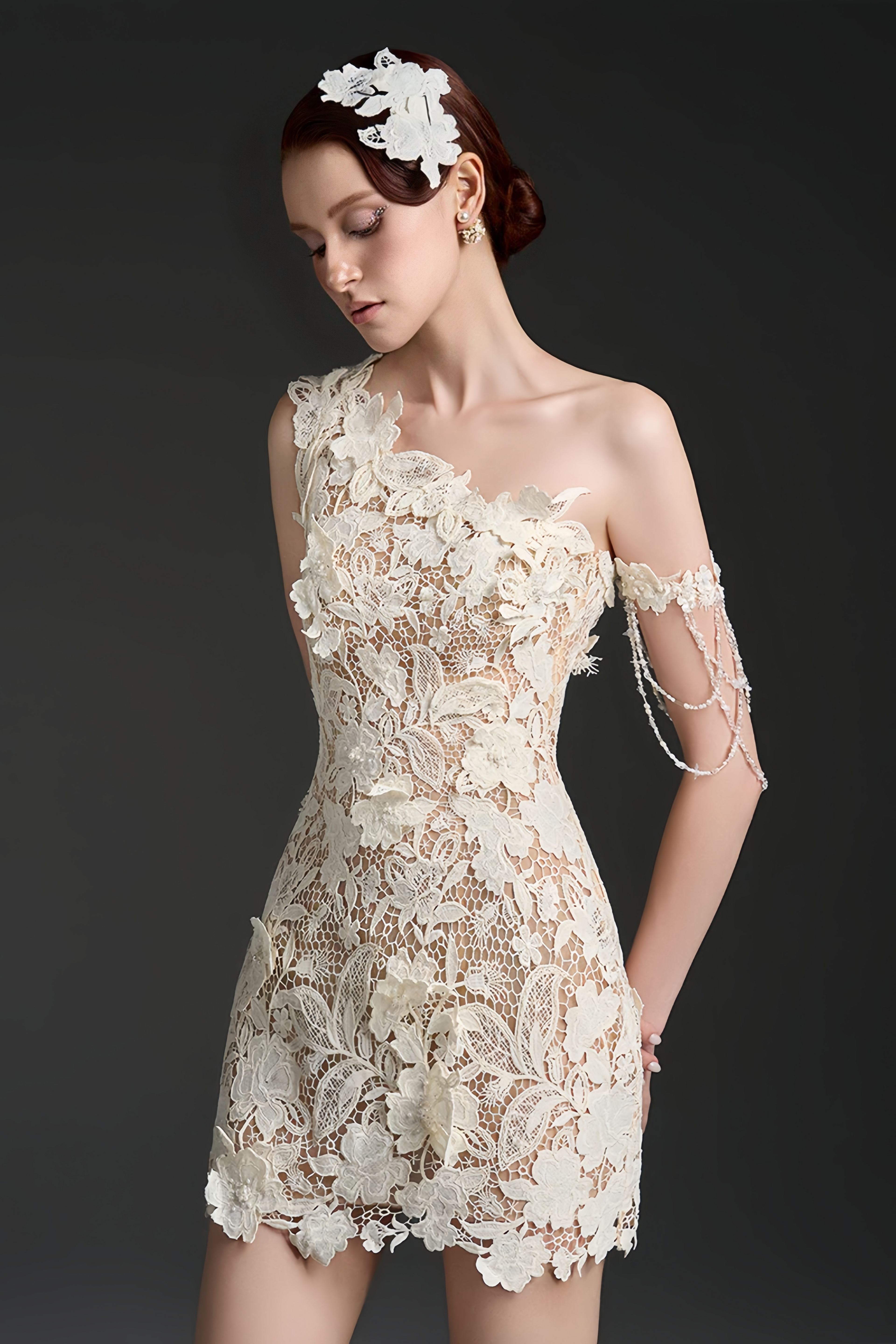 Avalon White One Shoulder Floral Mini Dress Avalabel
