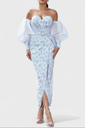 Izobel Off-Shoulder Embroidered Midi Dress – Icy Blue Avalabel