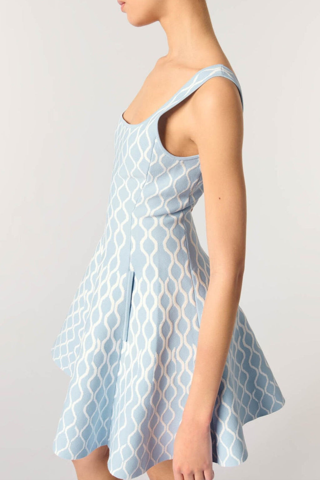 Hélène Patterned-Jacquard Sleeveless Mini Dress Avalabel