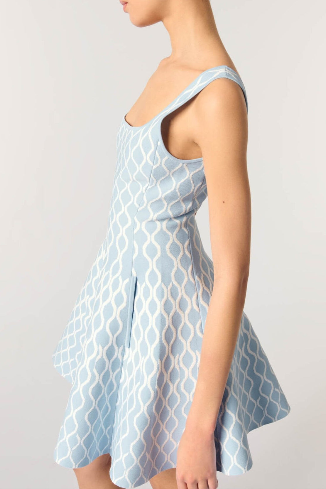 Hélène Patterned-Jacquard Sleeveless Mini Dress Avalabel