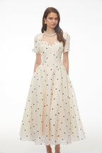 Javaneh White Polka Dot Maxi Dress Avalabel