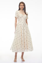 Javaneh White Polka Dot Maxi Dress Avalabel