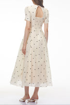 Javaneh White Polka Dot Maxi Dress Avalabel
