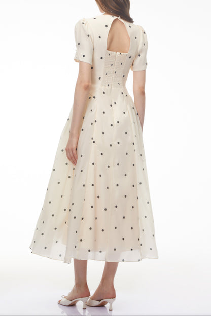 Javaneh White Polka Dot Maxi Dress