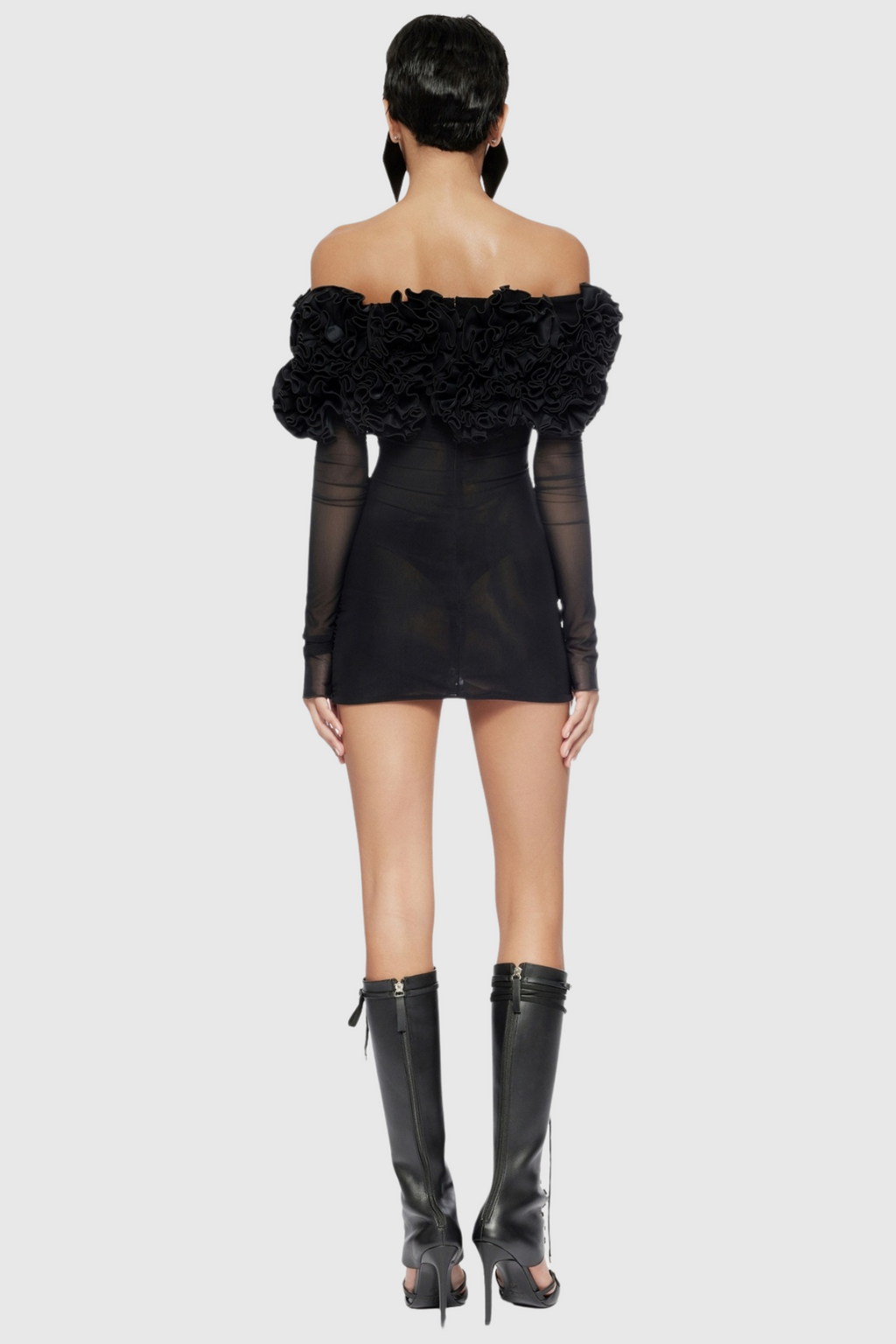 Joyanne Off Shoulder Flower Mesh Mini Dress Avalabel