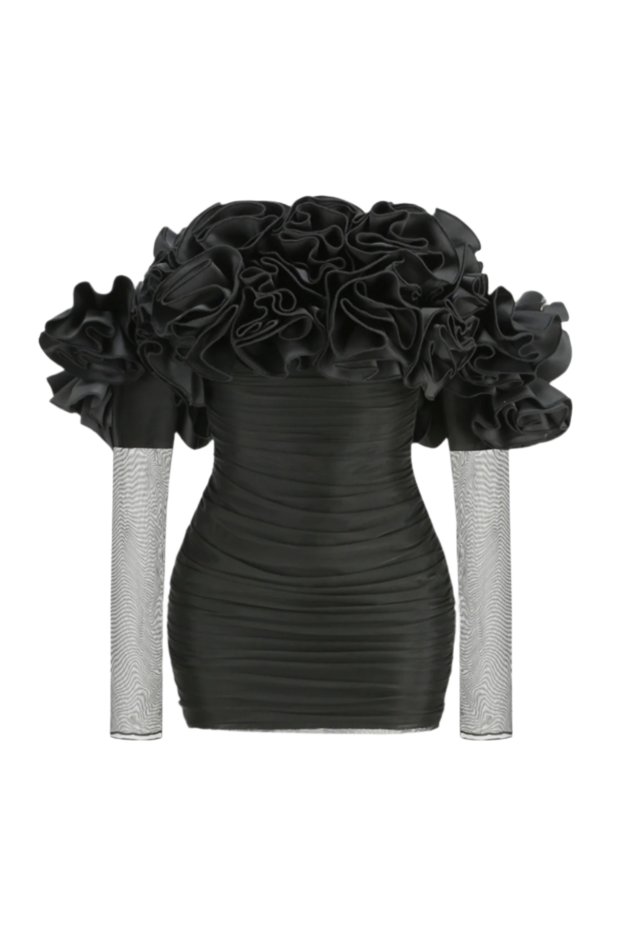 Joyanne Off Shoulder Flower Mesh Mini Dress Avalabel