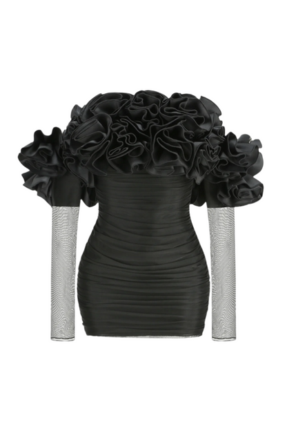 Joyanne Off Shoulder Flower Mesh Mini Dress Avalabel