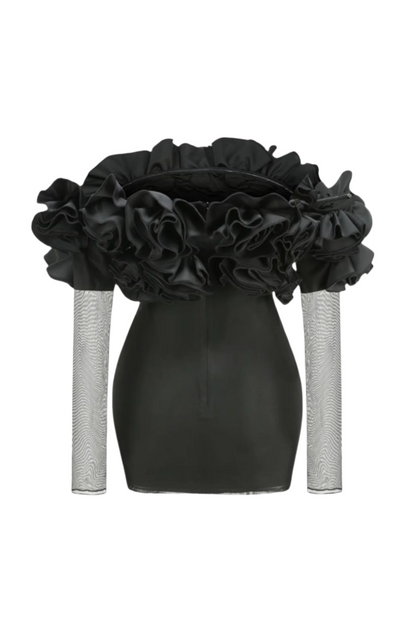 Joyanne Off Shoulder Flower Mesh Mini Dress Avalabel