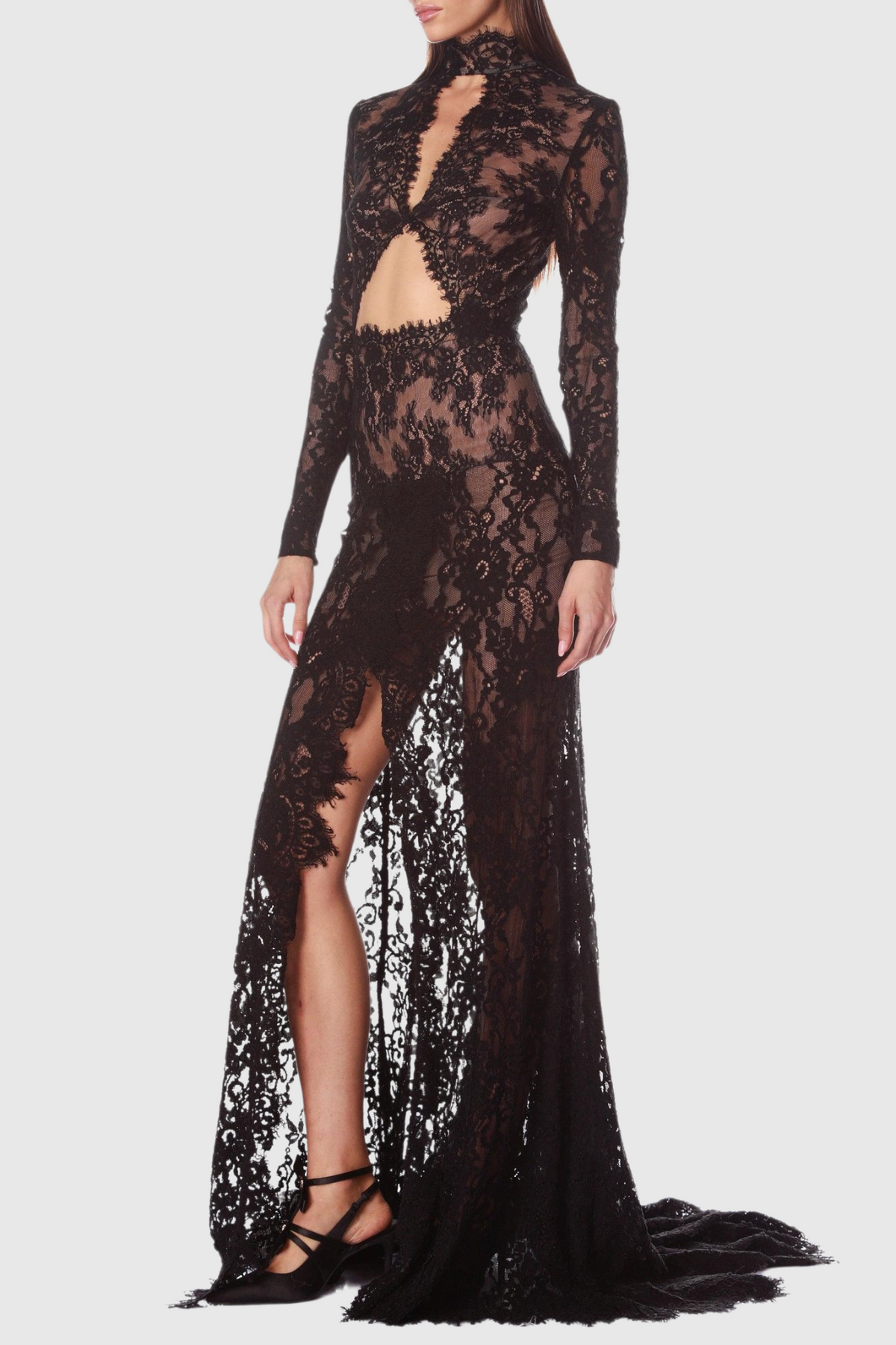 Juselius Lace Cutout Maxi Dress - Black Avalabel