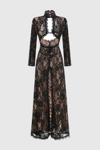 Juselius Lace Cutout Maxi Dress - Black Avalabel