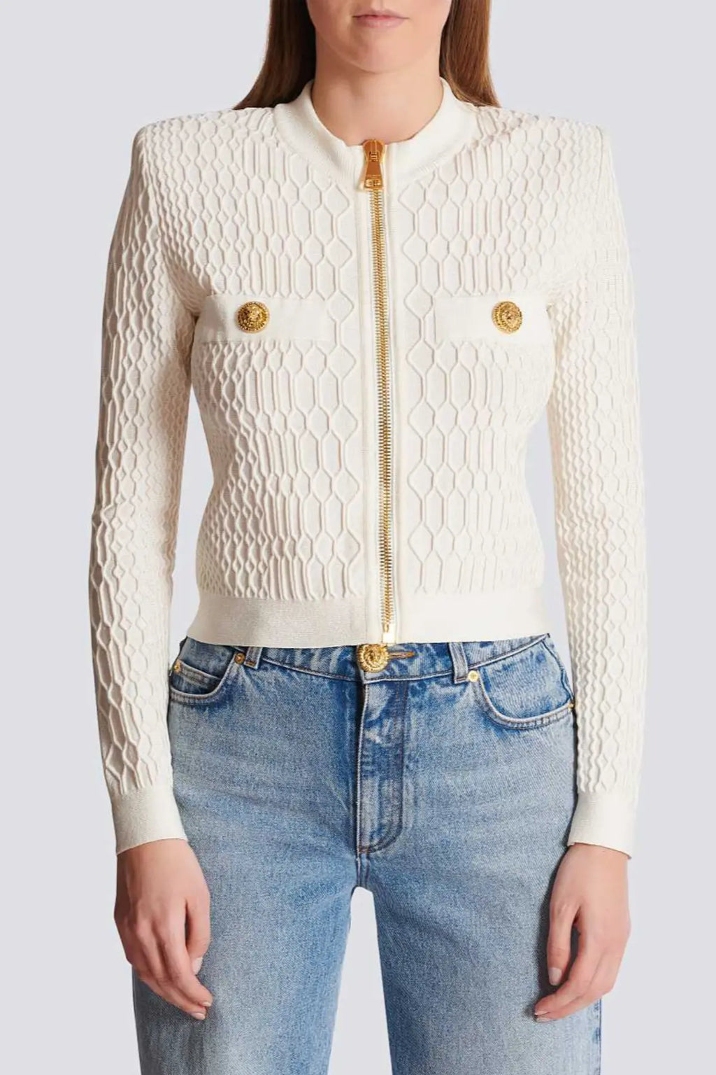 Kabin Crocodile Knit Top - White Avalabel
