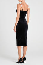 Velvet Pearl Embellished Midi Dress Avalabel