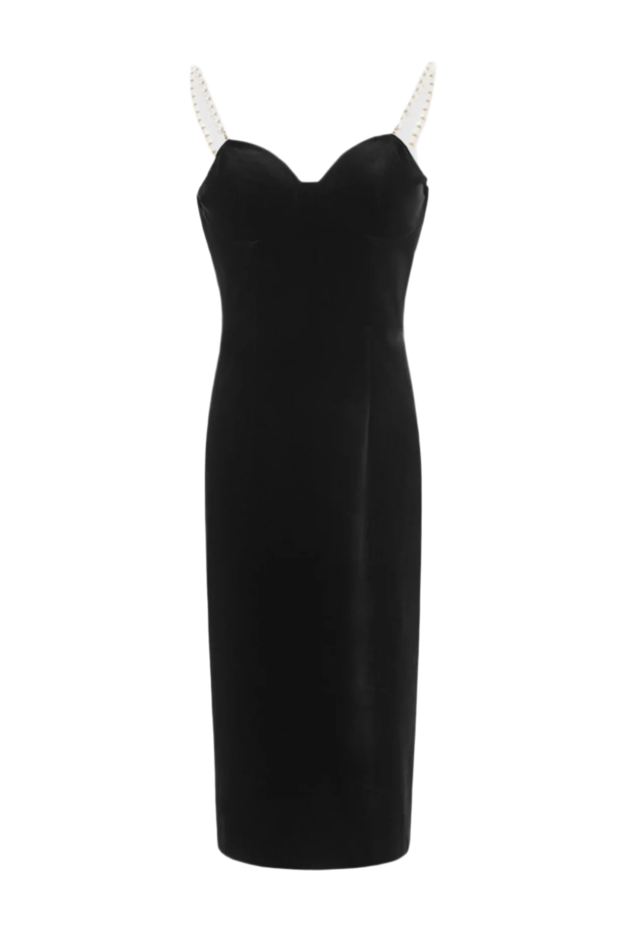 Velvet Pearl Embellished Midi Dress